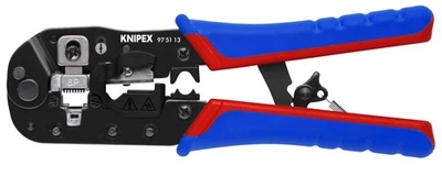 KNIPEX Tools 97 51 13 Crimping Pliers for RJ45 Western Plugs, Red/Blue, 7-/2 - Image 1 of 4