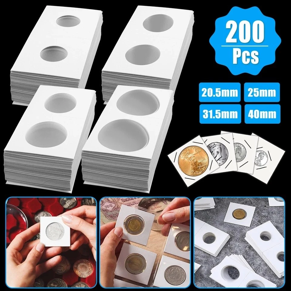 500 Count 2x2 Inch Cardboard Coin Flips - Crystal Clear Windows For Large Dollar Coins