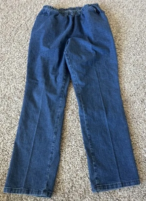 Pantalones de mezclilla elásticos lavados oscuros elegantes para mujer talla 16 Petite (medida 28X26,5) Foto 1 de 4