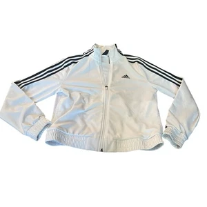 Adidas Track Jacket Mens Small White Essentials 3 Stripe Full Zip Tracksuit Top - Picture 1 of 9