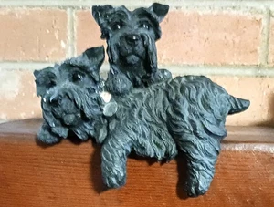 Vintage Black Twin Scottish Terrier Dogs Mantle Hanger Scottie Scotty - Picture 1 of 9
