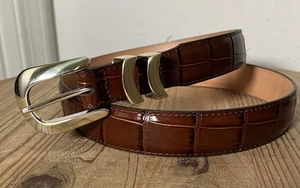 Onyx Brighton Herren 40 braun italienisches Kalbsleder Leder Waldläufer Gürtel Krokoprägung - Bild 1 von 7