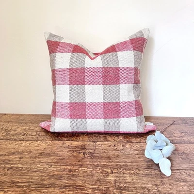 1736. Handmade Red Check Chenille Cushion Cover. Various sizes - Image 1 of 4