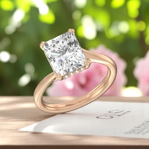 18k Rose Gold 2.40 CT Radiant Cut IGI Certified Lab Grown Diamond Wedding Ring - Picture 1 of 14