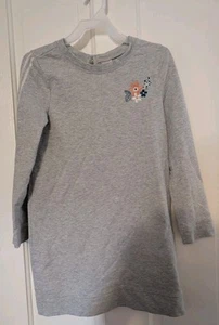 Gymboree Embroidered Flowers Sweatshirt Dress Girl M 7-8 Light Gray - Picture 1 of 5