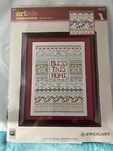 Kit de bordado de punto de cruz contado vintage Zweistik Artiste BLESS THIS HOME nuevo - Imagen 1 de 2