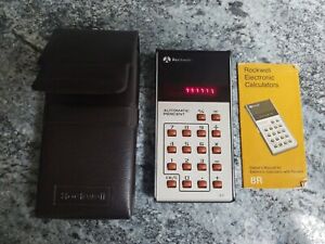 Vintage Rockwell Electronic Calculator 8R Tested Working w/ Case & Instructions