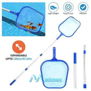 Swimming Pool Pond Cleaning Fine Mesh Net Leaf Skimmer Rake with Telescopic Pole - Picture 1 of 12