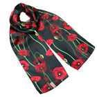 Poppy Design Remembrance Day Shiny Silky Satin Soft Ladies Scarf Shawl Wrap