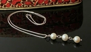 Collana Lariat Fatta a Mano Pietra Preziosa Perla Naturale Argento Sterling 925 - Foto 1 di 2