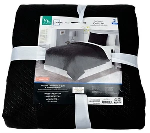 Twin Quilt Black Mainstays Walmart 2 Pc Set Polyester Comforter Blanket Bedding - Picture 1 of 4