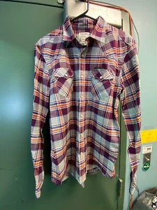 Men's Diesel Western Pearl Snaps Shirt Purple and Gray Sz. Latge - Picture 1 of 7