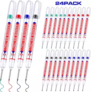 24Pcs Multi-Purpose Deep Hole Marker Pens Long Deep Nib Markers 20Mm Long Head - Picture 1 of 12