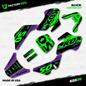 Purple & Green Slick Camo Racing Graphics kit Fits 03-06 Kawasaki Kdx50 Kdx 50 - Picture 1 of 5