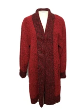 VTG Bramble Lane Red Small Duster Cardigan Sweater Knit Long Sleeve Open Front