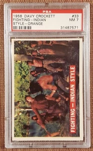 1956 Orange Davy Crockett #33 Fighting Indian Style Original Collector Card PSA7 - Picture 1 of 2