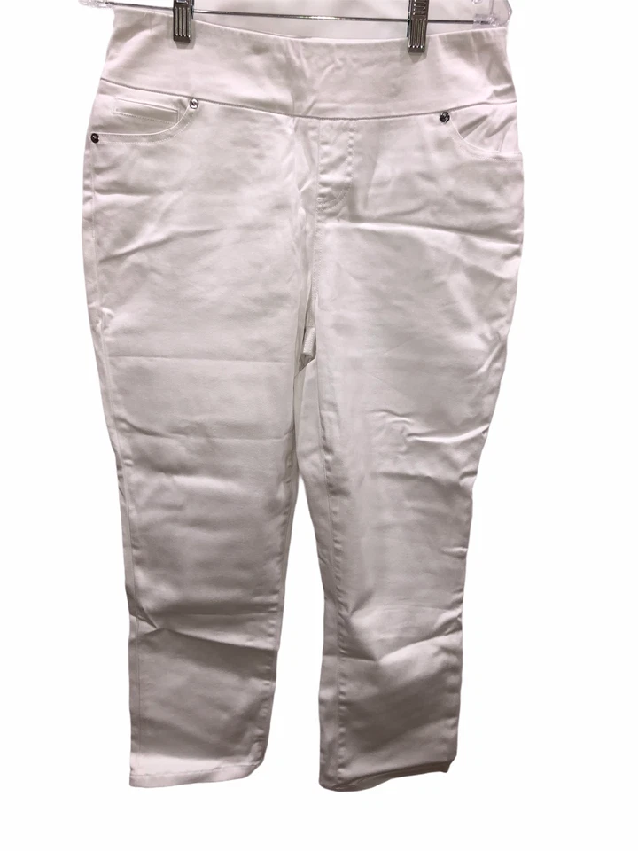 Pantalones cortos de sarga elásticos blancos talla pequeña Lisa Rinna Collection para mujer Foto 1 de 2