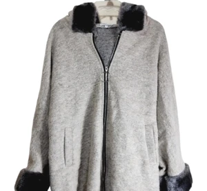 Charlotte & Louis Hooded Gray Wool Blend Long Coat Size EU 42 Medium M Italy - Picture 1 of 5