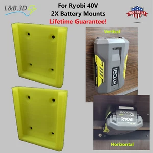 2 Pack - Battery Wall Mounts/Hangers/Holders for Ryobi 40V Batteries - Best Fit! - Picture 1 of 9