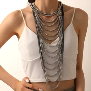 Exaggerated Beaded Waterfall Necklace Wedding Jewelry - Picture 1 of 14