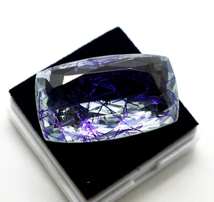 Nuevo topacio blanco rutilo línea púrpura y azul 64,00 quilates piedras preciosas sueltas regalo para mamá - Imagen 1 de 9