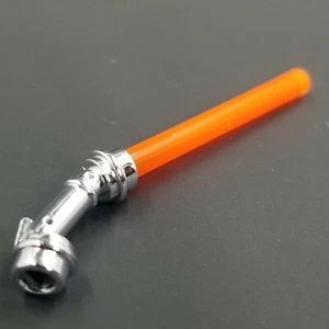 Lego Star Wars - Trans Neon orange Lichtschwert mit abgewinkeltem Chromgriff NEU Dooku - Bild 1 von 3