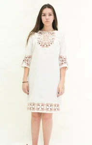 Vibrant Ukrainian traditional Vyshyvanka Embroidered cotton dress(size M) - Picture 1 of 3