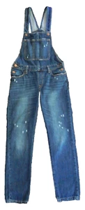Old Navy Distressed Blue Denim Cotton Bib Overalls Girls Size XL (12) - Picture 1 of 9
