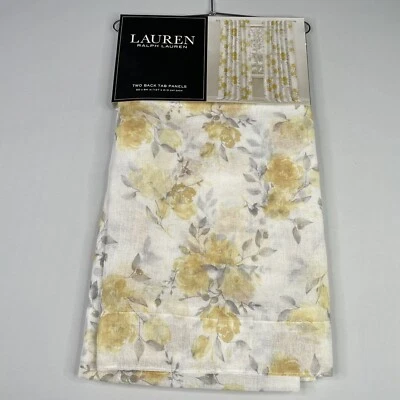 Ralph Lauren Belleisle Amarillo Gris Floral Paneles de Ventana Cortina 50" x 84" Foto 1 de 4