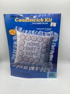 Vintage Creative Moments Candlewick Kit Lace Edged Pillow 13" sq. 8268 - Picture 1 of 4