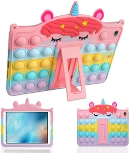 Kids iPad Mini 4 / 5 Case 7.9" Protective Cover Stand 3D Push Pop Bubble Unicorn - Picture 1 of 7