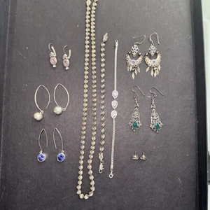 Vintage 925 Sterling Silver Jewelry Lot wonderful patina on most of this lot - Picture 1 of 12