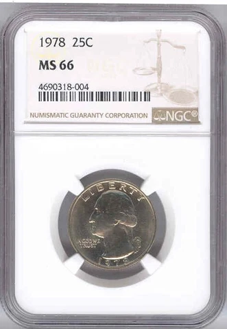 1978 Washington Quarter 25C NGC MS 66 Cover
