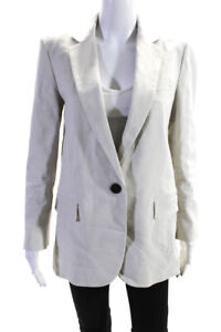 Vanessa Bruno Womens Tilia One Button Blazer Jacket Ecru Linen Size FR 34