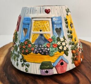 Yankee Candle Large Shade - Ceramic - Window Flower Box Birdhouses Birds 