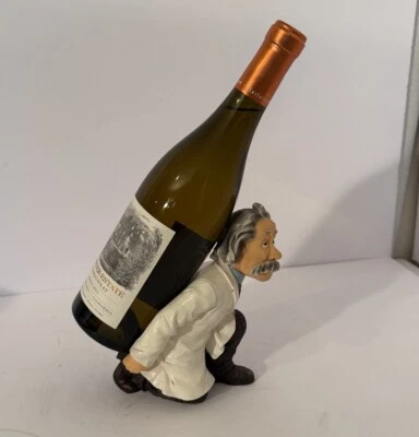 Portabotellas de vino Albert Einstein arrodillado-resina-barware-7,25” Hx4” Wx6 1/8” D Foto 1 de 4