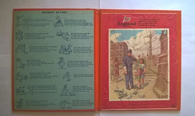 Milton Bradley Tray Puzzle Children of Other Lands Nursery Rhymes London England - Image 1 of 4