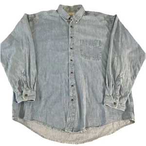 Vtg LL Bean Denim Shirt Mens XXL Workwear Long Sleeve 100% Cotton Button Up - Picture 1 of 9