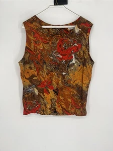 Ilyse Hart LTD Größe 16 Mehrfarbig Ärmellos Abstrakt Tanktop Knopfleiste hinten Top - Bild 1 von 7
