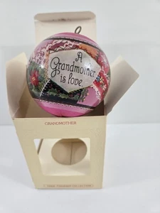 Hallmark Satin GRANDMOTHER is Love Christmas Unbreakable Ornament 1982 3" - Picture 1 of 2