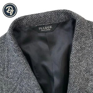 Mens 48 L Jos A Bank x Harris Tweed Charcoal Grey Speckled Herringbone Blazer - Picture 1 of 15