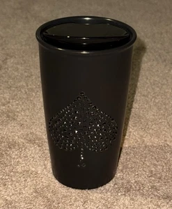 2015 Starbucks Las Vegas Ceramic Traveler Tumbler Black Spade Swarovski Crystals - Picture 1 of 7