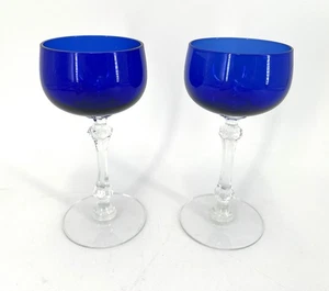 2er Set - Seneca Kobalt Likör Gläser blau Kristall Vintage 30er Jahre Esszimmer - Bild 1 von 4