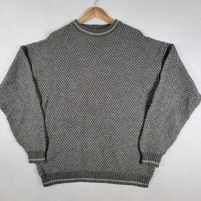 Suéter de Colección Woolrich Para Hombre Grande Alto Cuello Redondo Grueso Gris Crema Hecho en EE. UU. Foto 1 de 4