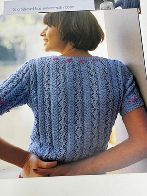 Short Sleeved Lace Sweater Knitting Pattern Pages from Book - Image 1 of 3