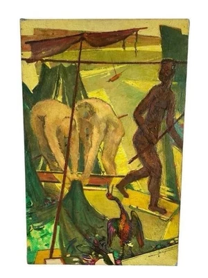 William Hugh Ferguson (1905-1985)) Pintura al óleo sobre lienzo “Las redes” Foto 1 de 4