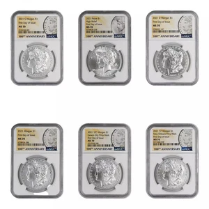 2021 Morgan and Peace Six Coin Set 100th Anniversary NGC MS70 - Picture 1 of 2