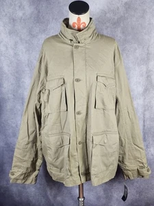 NWT Chaps Men XXL Khaki Safari Field Jacket Cotton Flannel Lined Hooded Tan - Picture 1 of 12