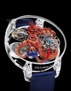 PINDU Celestial Series Men's Quartz Watch Hand Carved Red Dragon Relogio New - Picture 1 of 3