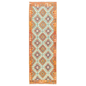 Kelim Afghan 244x82 cm Handgewebter Orientteppich kilim Wolle Carpet Rug Läufer - Bild 1 von 11